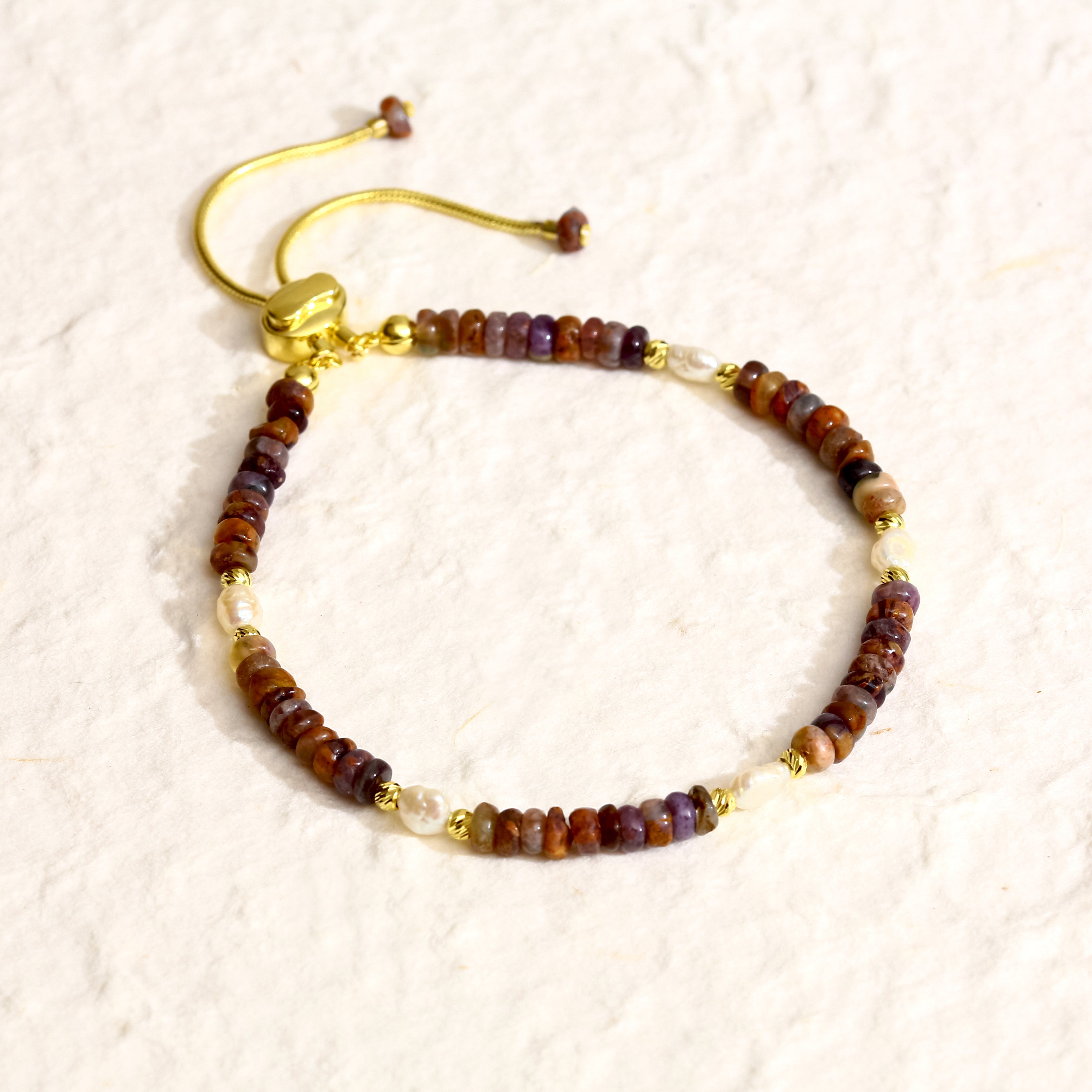 18K Gold Vermeil Safir & Turmalin & İnci Bileklik - 925 Ayar Gümüş El İşçiliği