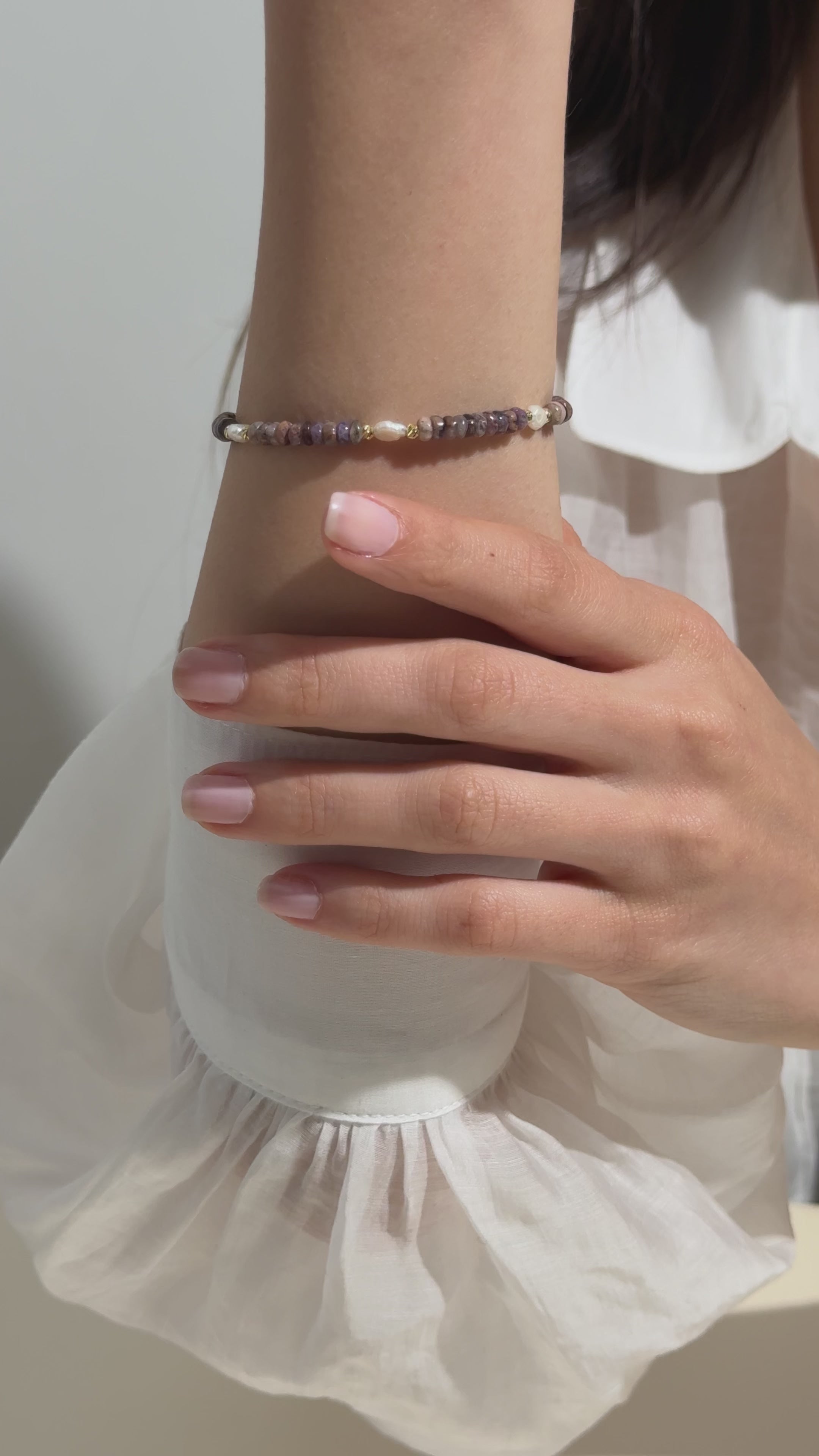 18K Gold Vermeil Safir & Turmalin & İnci Bileklik - 925 Ayar Gümüş El İşçiliği